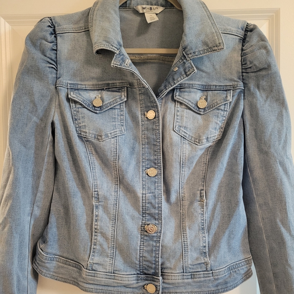 White House Black Market Blue Jean Jacket Classic Style